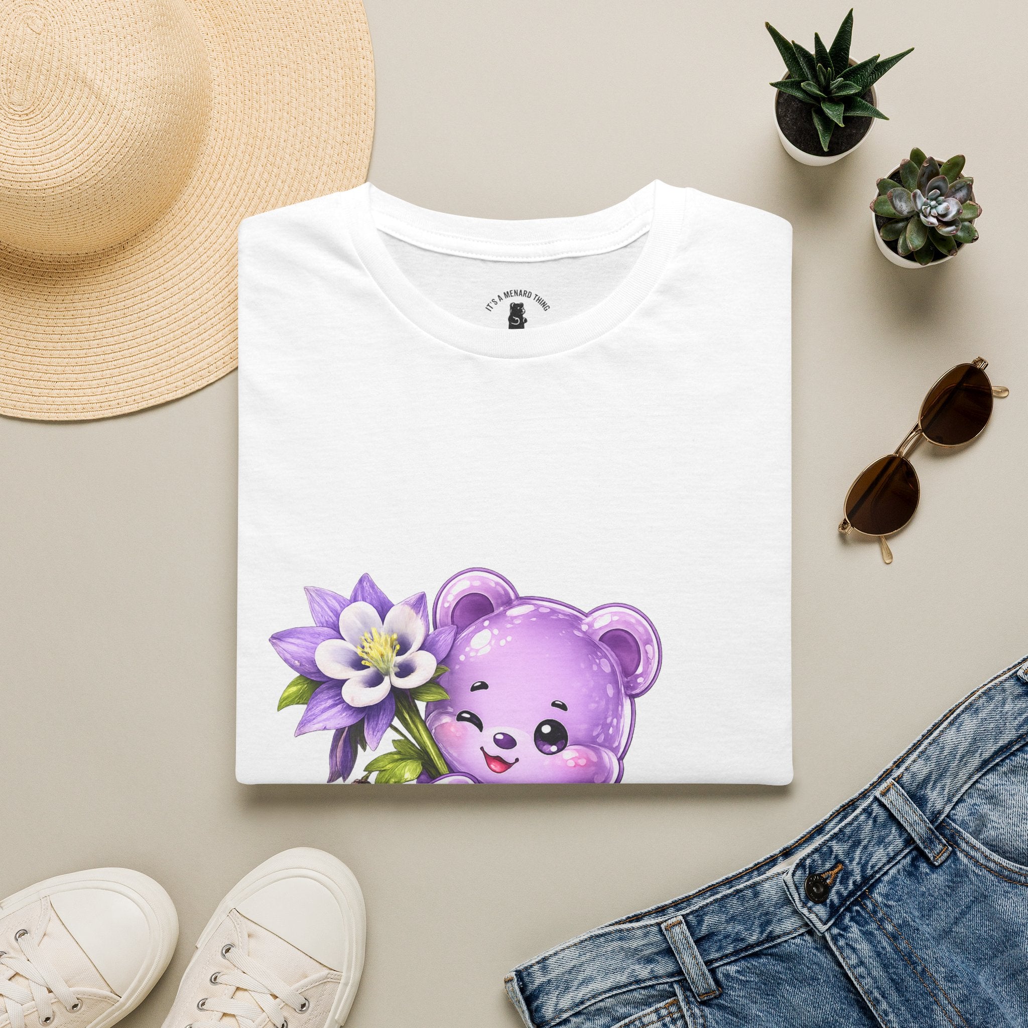 Pretty Purple Flower, Special Oozy Bear Gummy- Graphic Shirt