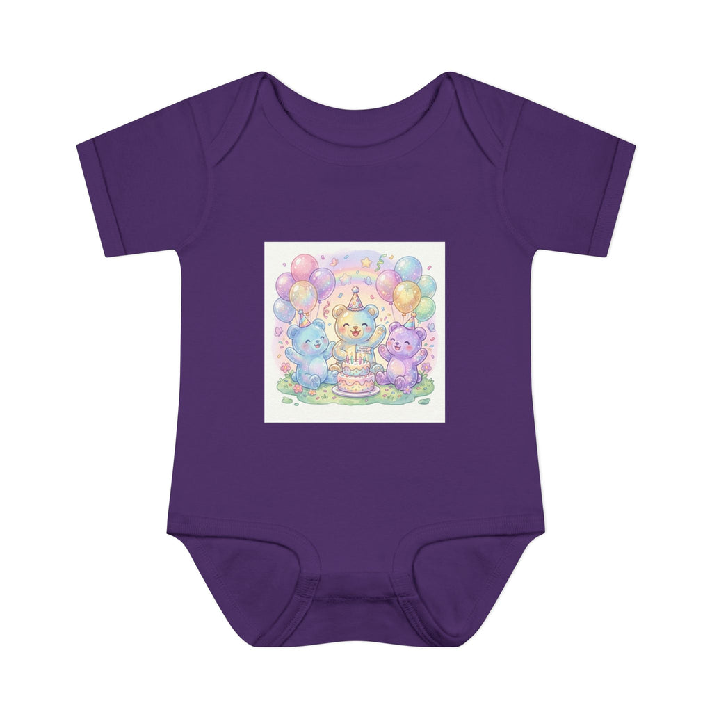Birthday Gooey Bears, Cake & Balloons Infant Onesie
