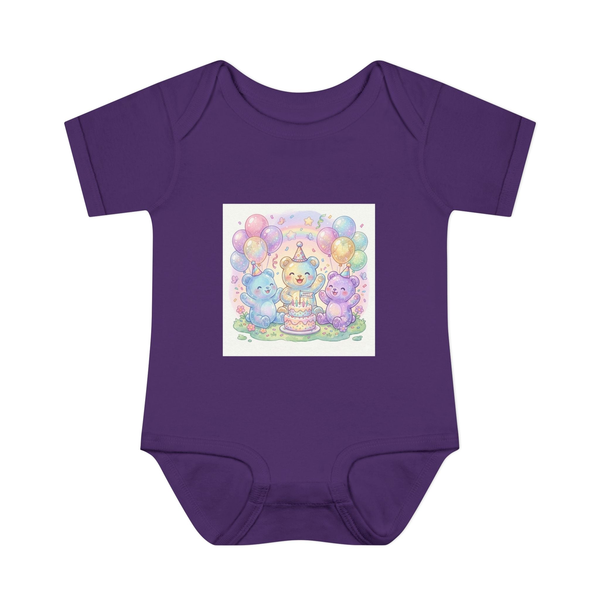 Birthday Gooey Bears, Cake & Balloons Infant Onesie