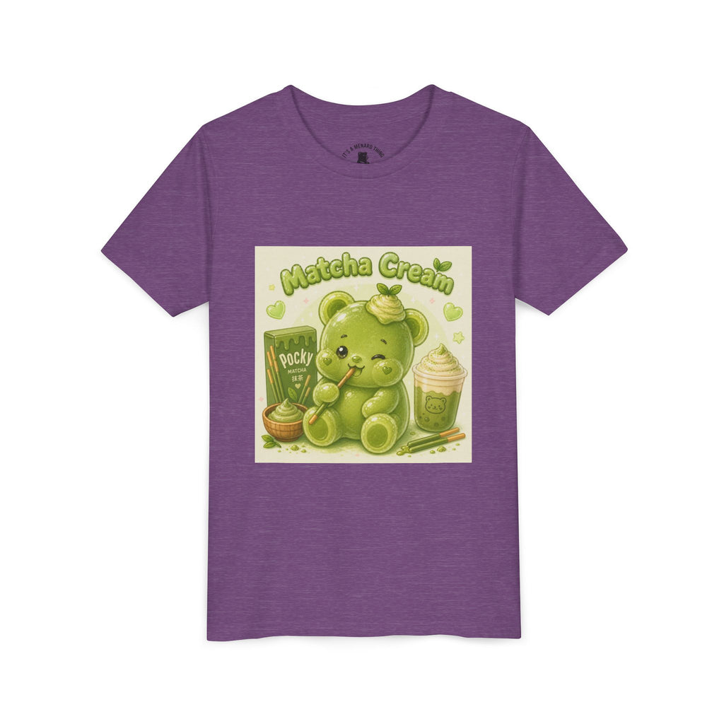Matcha Cream Gooey Gummy Bear Youth Tee —Pocky & Dessert Graphic