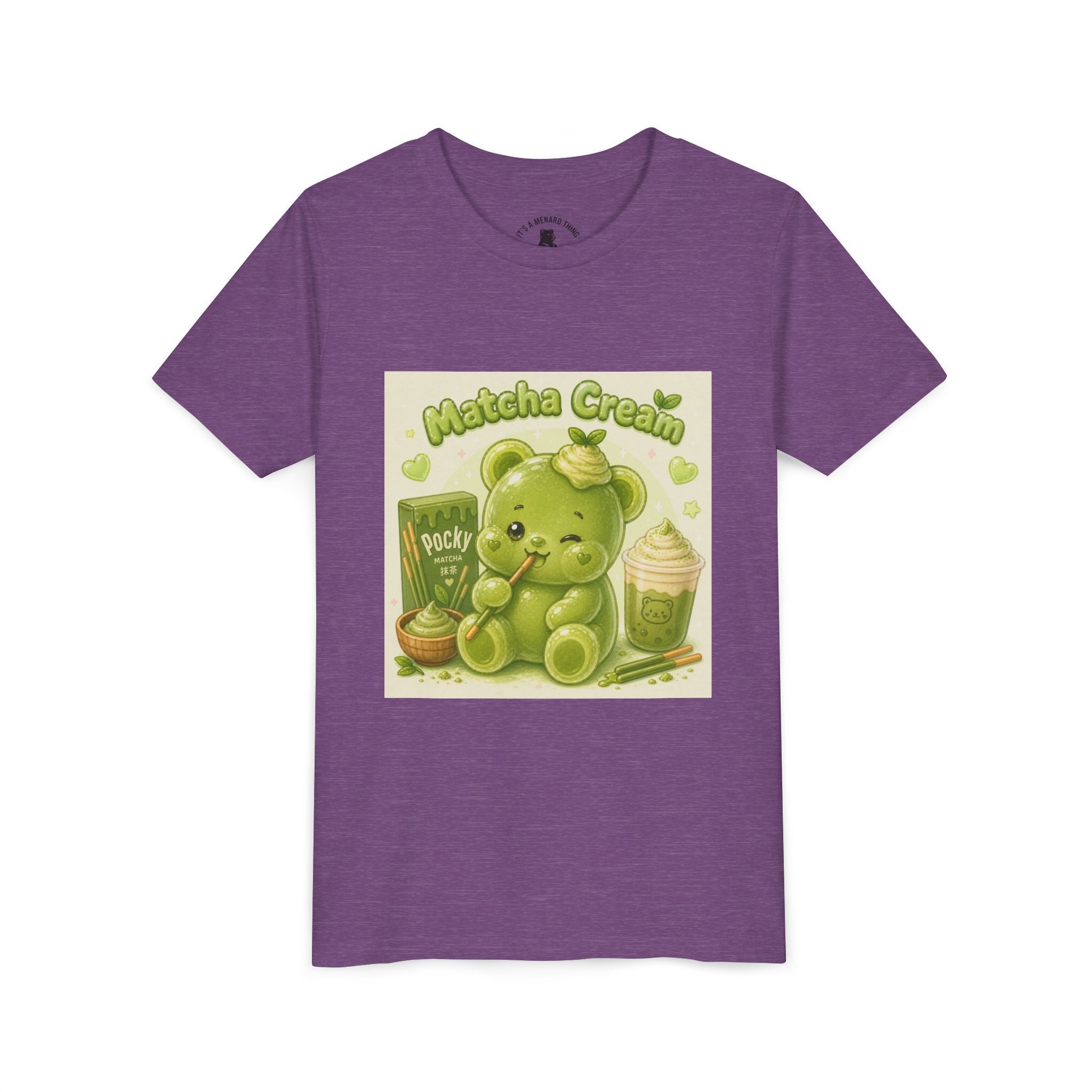 Matcha Cream Gooey Gummy Bear Youth Tee —Pocky & Dessert Graphic