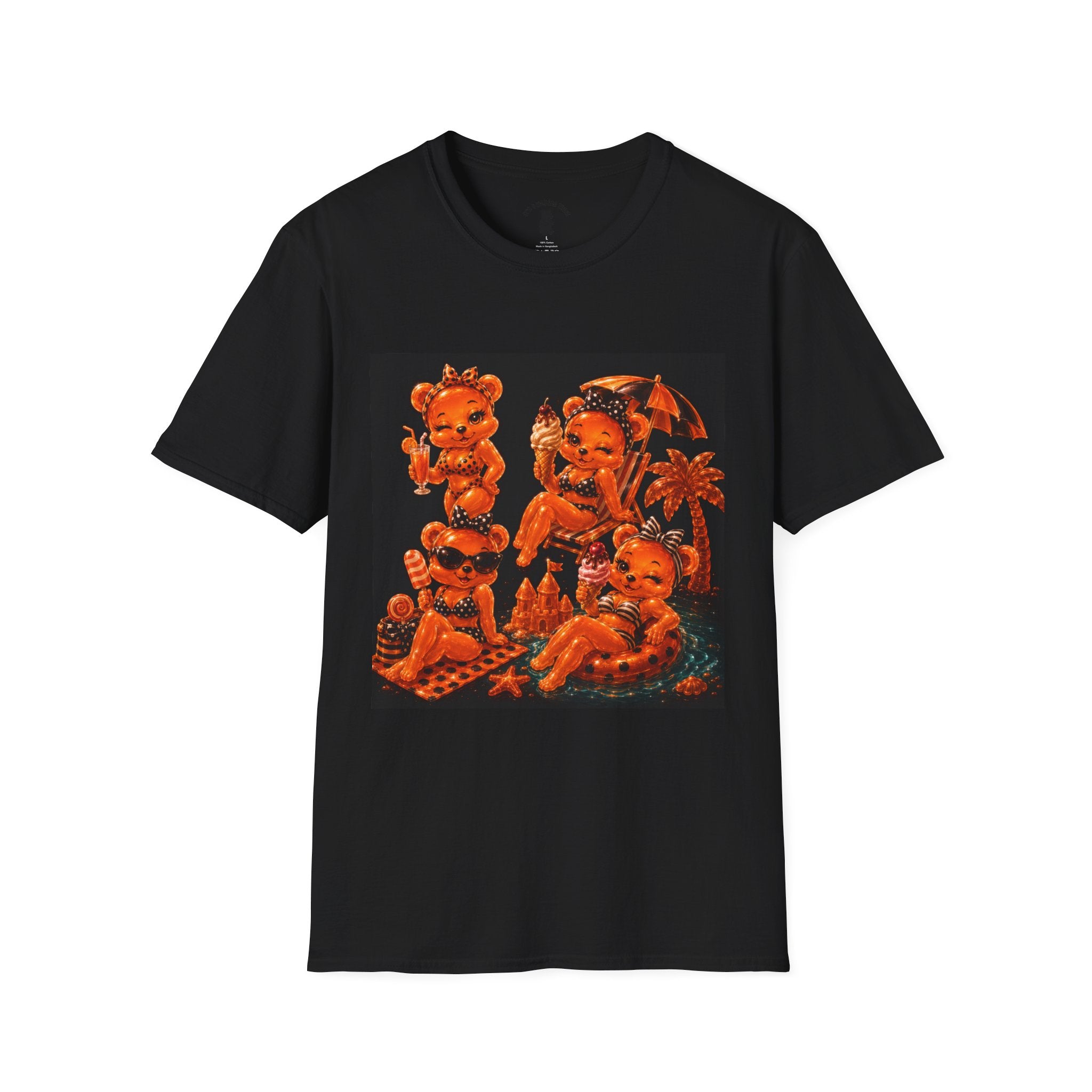 Retro Orang Beach Pin Up Oozy Bear Babe- Adult Graphic Shirt (18+)