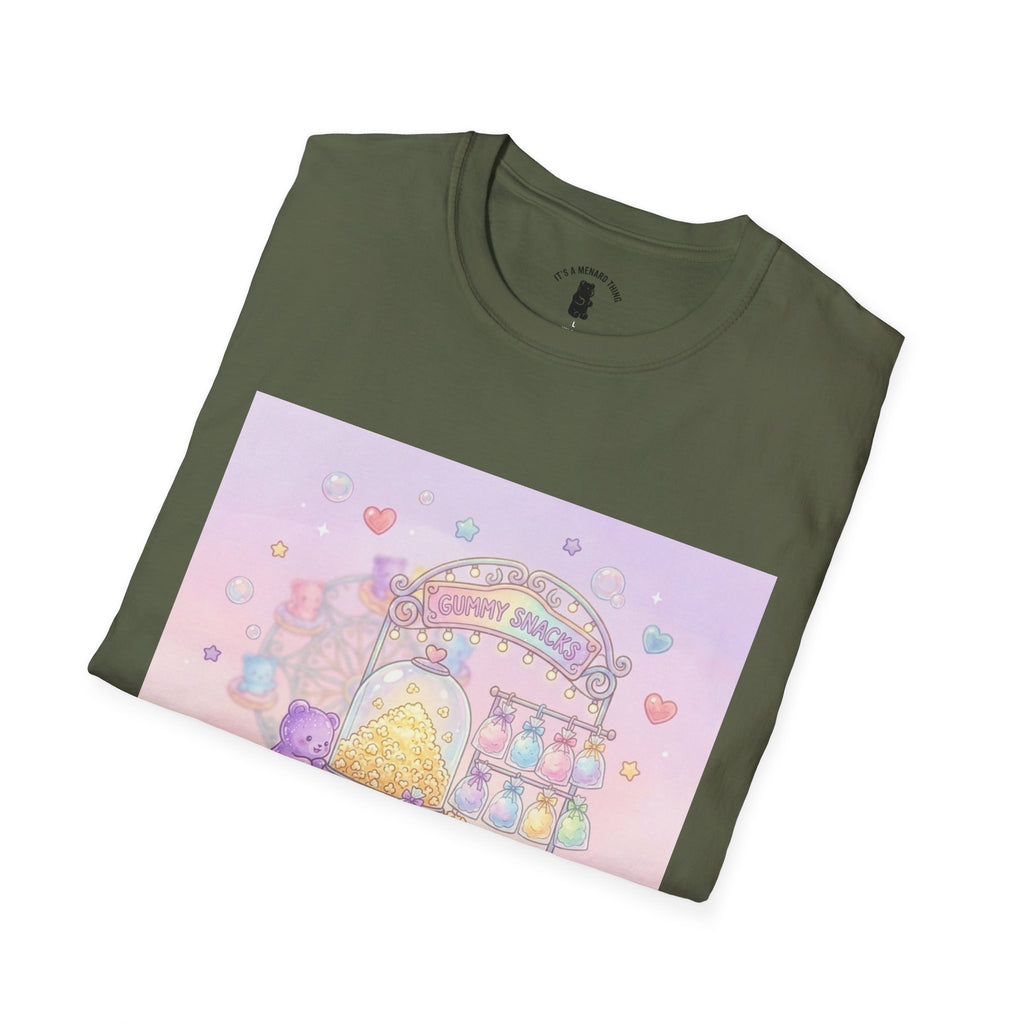 Carnival Snack Cart, Sharing with Friends Gooey Gummy Bears — Whimsical Graphic T-Shirt
