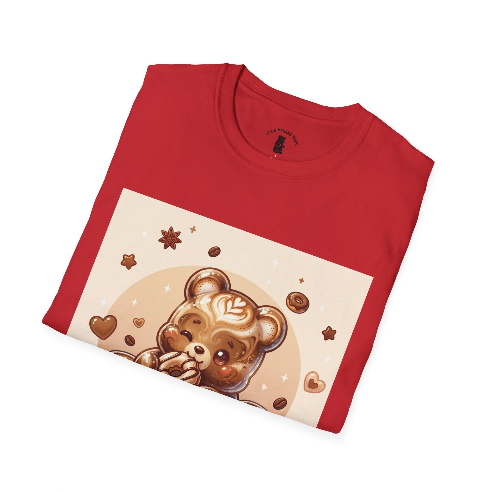 Coffee hot Latte with Chocolate Donuts Gooey Gummy Bear — Cute Dessert Graphic Tee