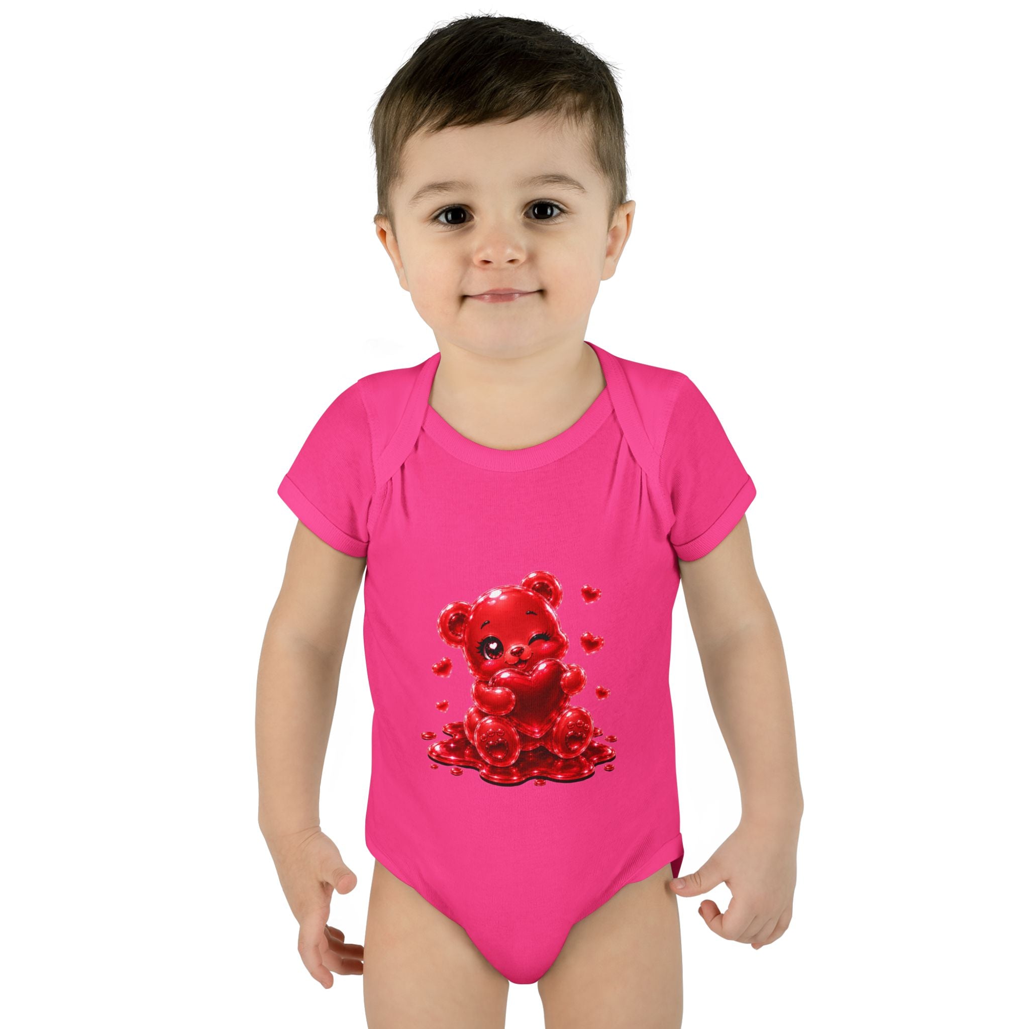 Special Red Heart Oozy Bear Baby Gummy Cutie Addition- Graphic Onesie