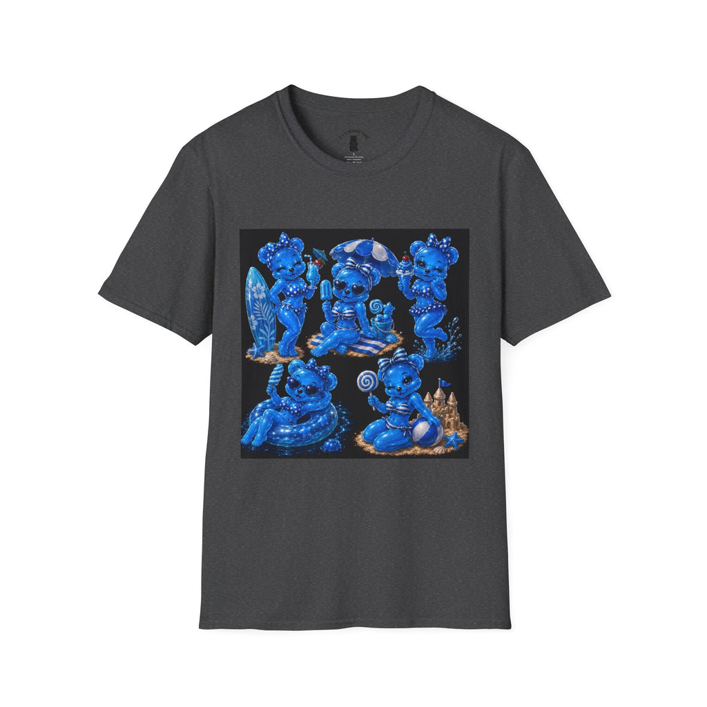 Retro Kawaii Blue Oozy Bear Pin Up Beach Babe- Adult Graphic Shirt (18+)
