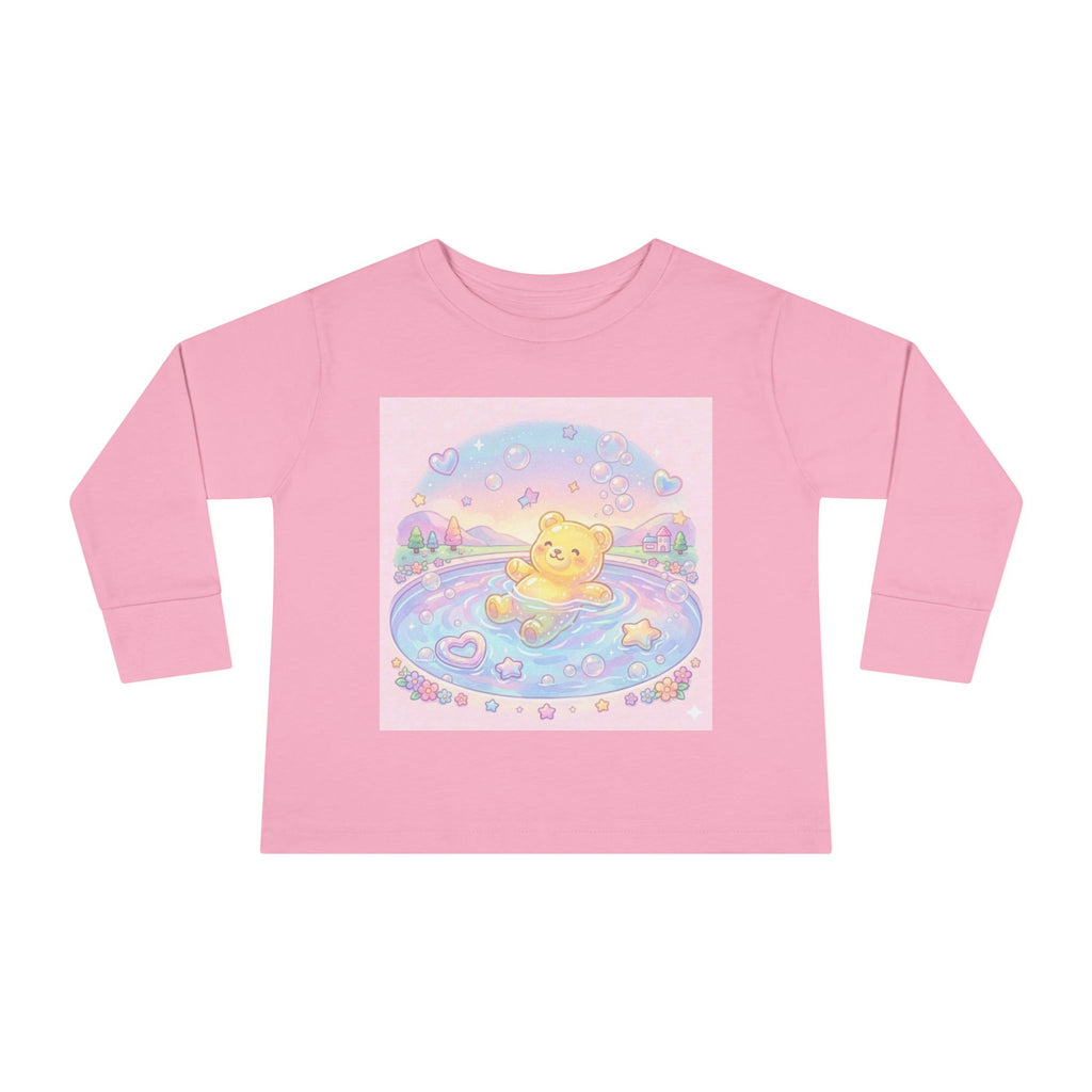 Solo Swim Time, Yellow Oozy Bear Friend- Graphic Long Sleeve Shirt