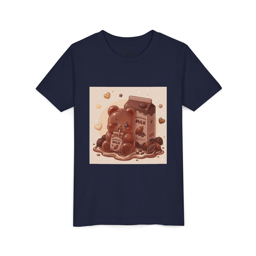 Kids Milk Chocolate Gooey Gummy Bear — Cute Milk Carton Graphic Youth T-Shirt