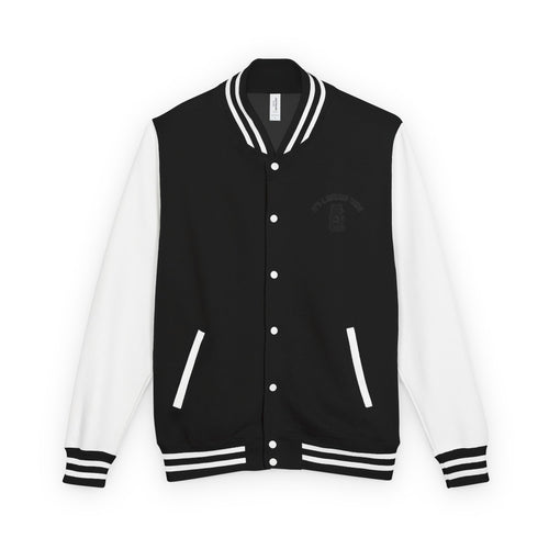 Black Trumpet Mushroom, Teal Oozy Bear Gummy Friend- Letterman Graphic Jacket