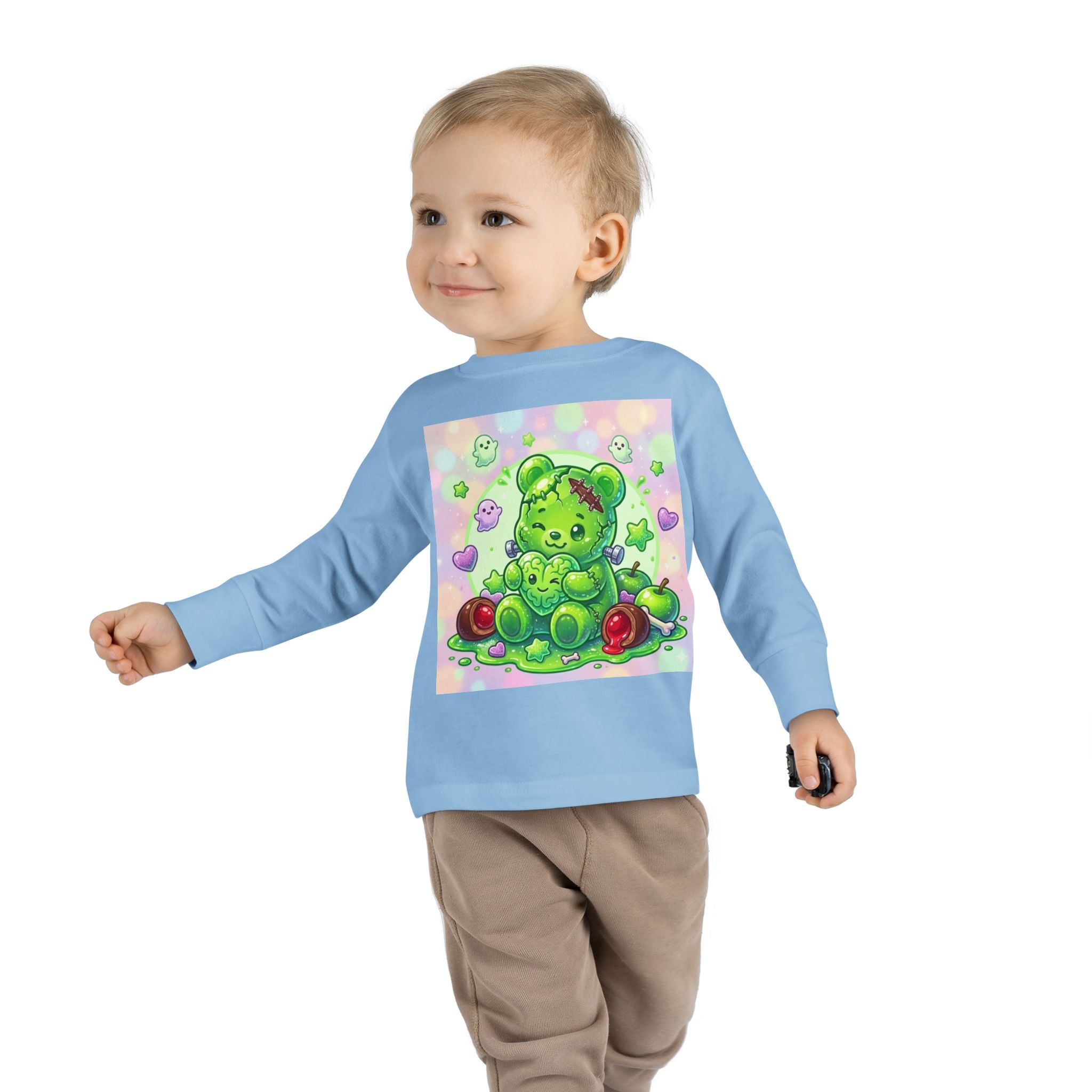 Franken-Oozy-Bear Gummy Friend, Halloween Addition- Graphic Long Sleeve Shirt