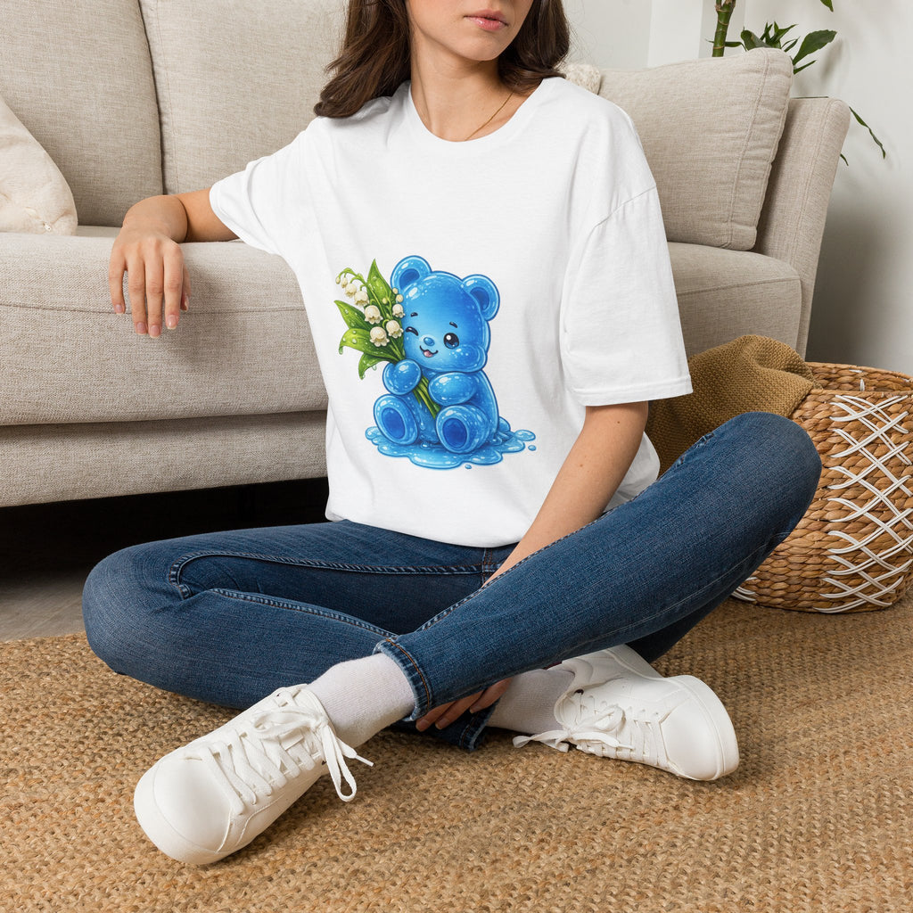 White Lily of the Valley, Blue Oozy Bear Gummy Friend Special Flower Addition Shirt