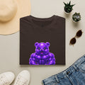 Brawny Violet Oozy Buff Bear with Kettleball Weight- Adult Graphic Shirt (18+)