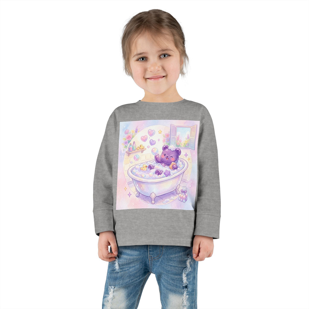 Bath Time, Nighttime Oozy Bear Friend- Graphic Long Sleeve Shirt