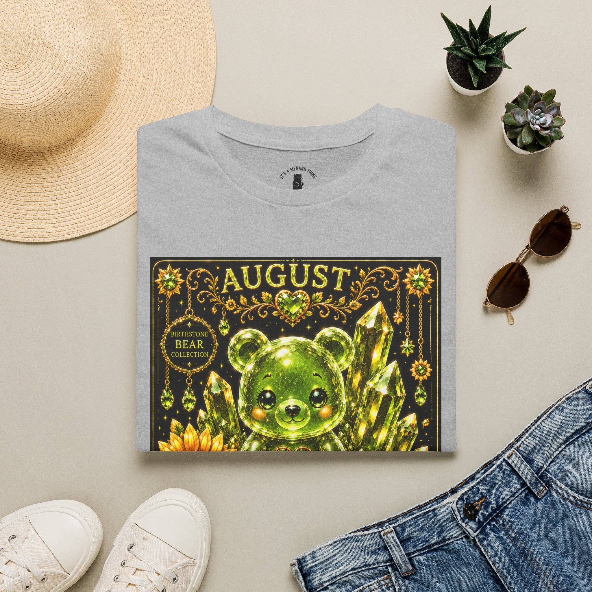 August Peridot Birthstone Oozy Bear Addition- Graphic Shirt