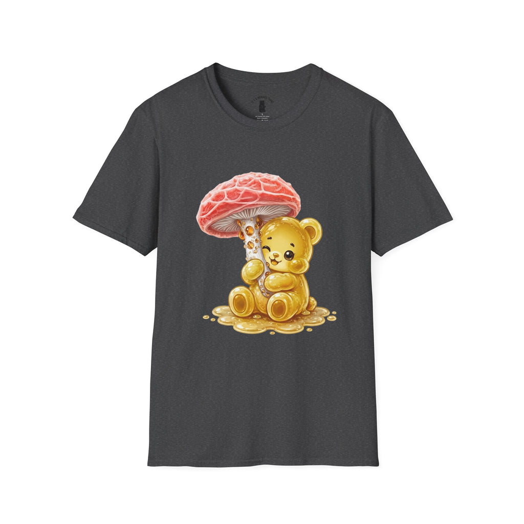 Sticky Strange Orange Mushroom, Yellow Oozy Bear Gummy- Graphic shirt