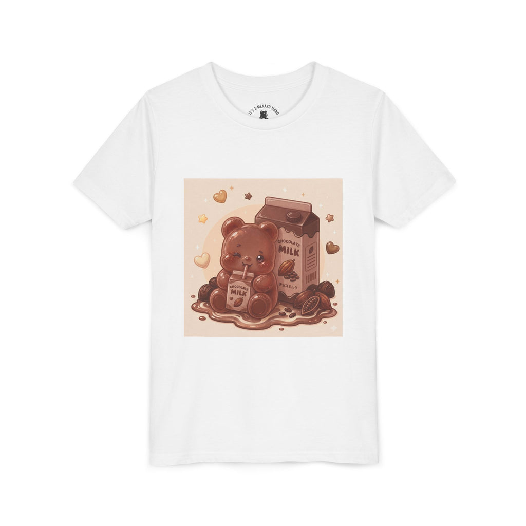 Kids Milk Chocolate Gooey Gummy Bear — Cute Milk Carton Graphic Youth T-Shirt