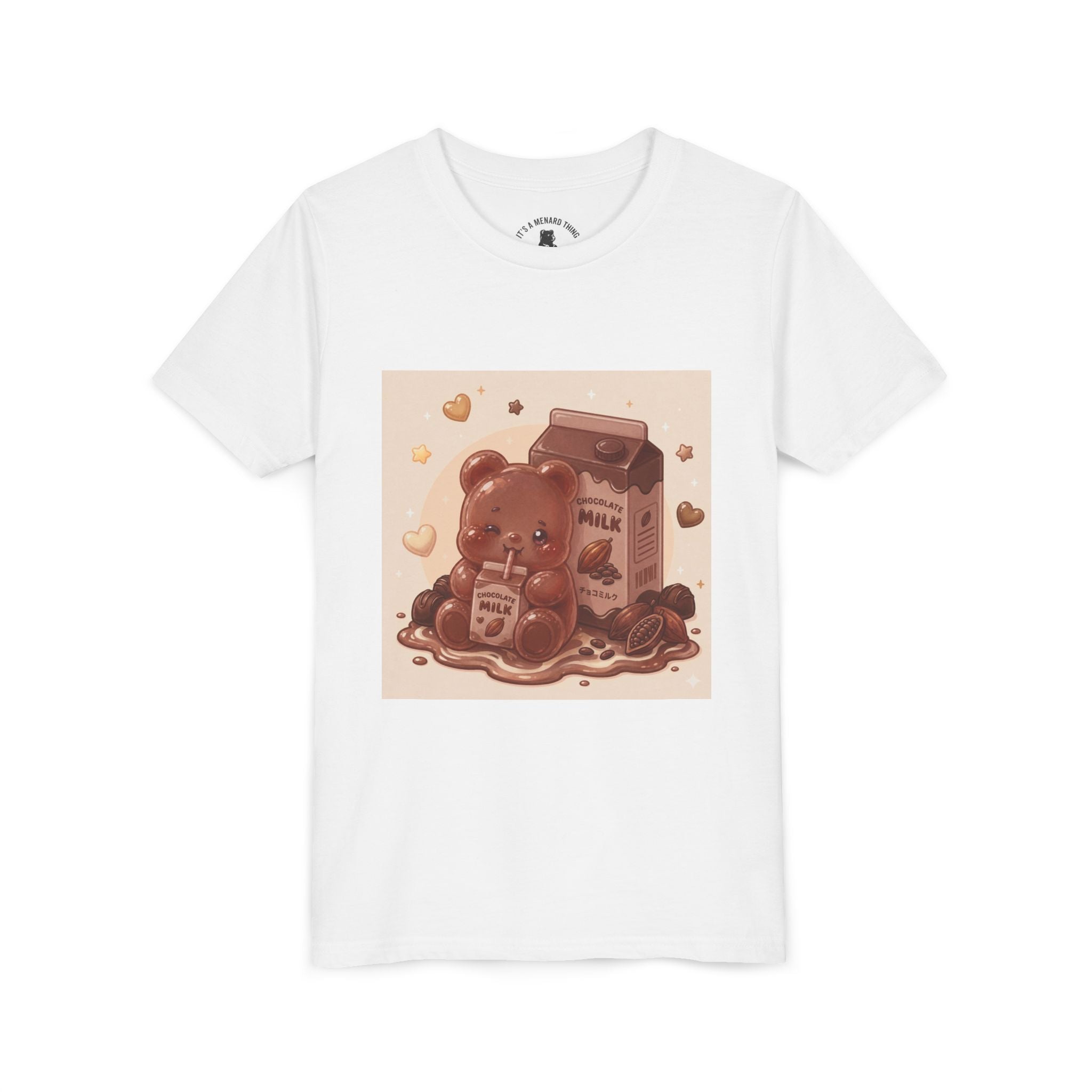 Kids Milk Chocolate Gooey Gummy Bear — Cute Milk Carton Graphic Youth T-Shirt