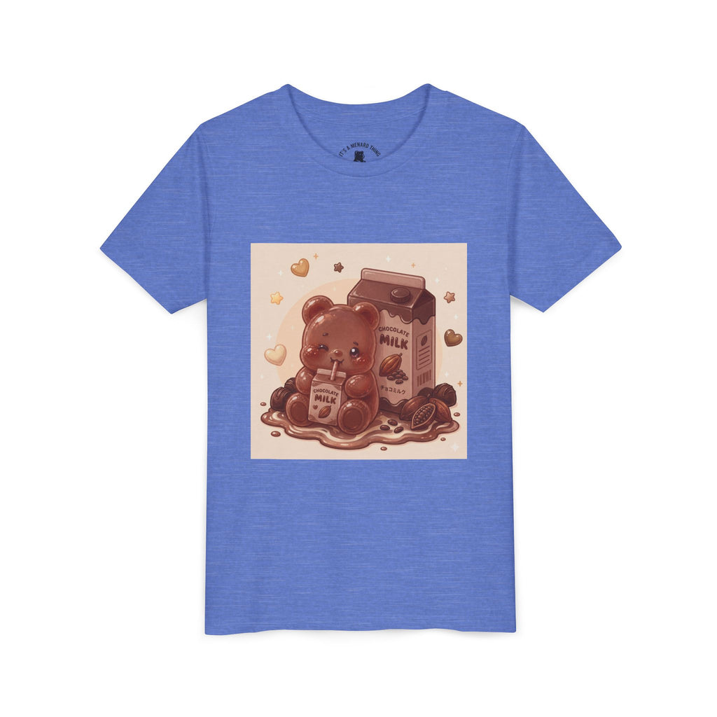 Kids Milk Chocolate Gooey Gummy Bear — Cute Milk Carton Graphic Youth T-Shirt