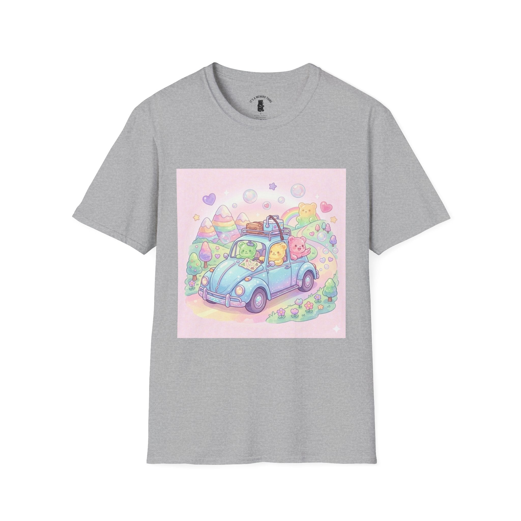 Buggy Road trip, Gooey Gummy Friends Adventure — Kawaii Graphic T-Shirt