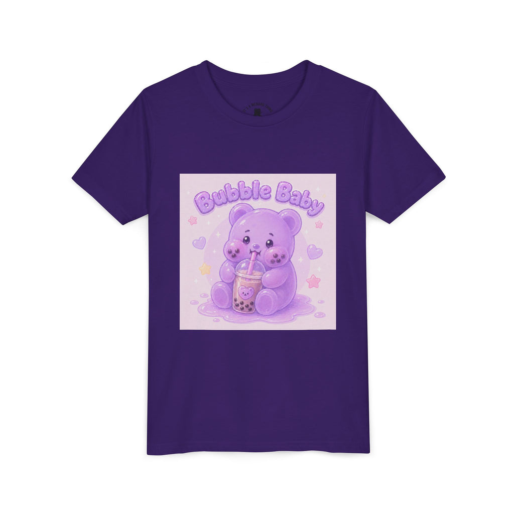Purple Boba Tea Gooey Gummy Bear with Boba Milk Tea Kids Shirt