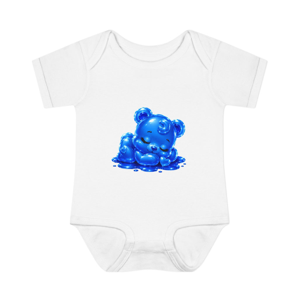 Taking a Nap, Blue Oozy Baby Gummy Bear Cutie Addition- Graphic Onesie