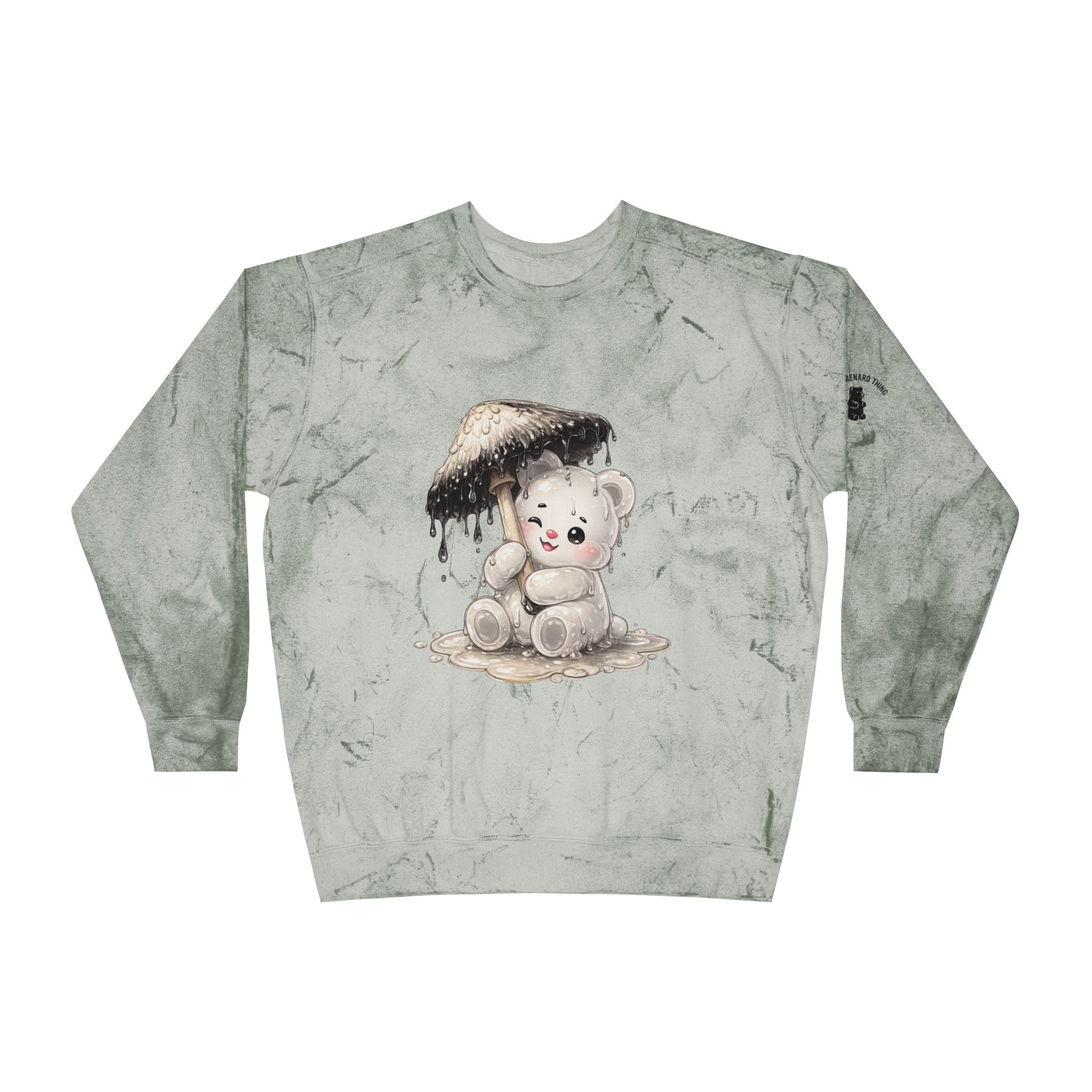 Pretty White Drooping Ink Cap, Gooey Gummy Bear-Tie-Dye Graphic Sweatshirt