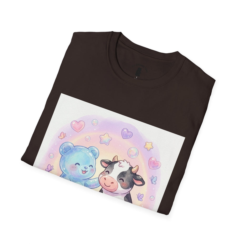 Blue Gooey Gummy Friend sharing Milk & Cookies — Pastel Graphic T-Shirt