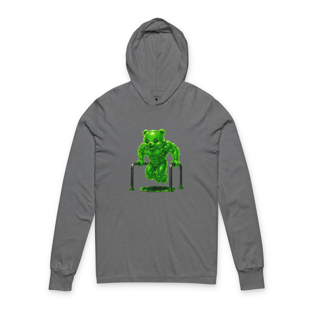 Lifting Workout, Emerald Green Oozy Buff Bear Gummy Gym Addition- Adult Workout Sweatshirt