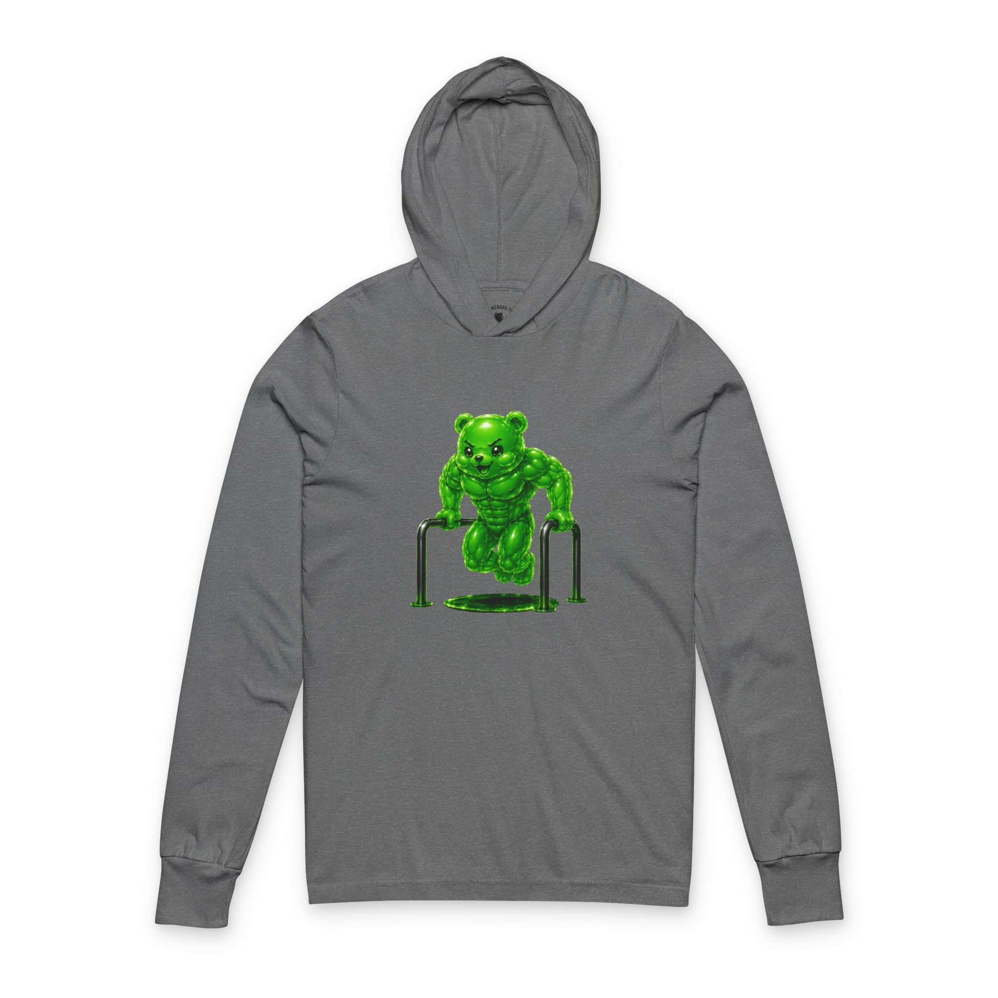 Lifting Workout, Emerald Green Oozy Buff Bear Gummy Gym Addition- Adult Workout Sweatshirt