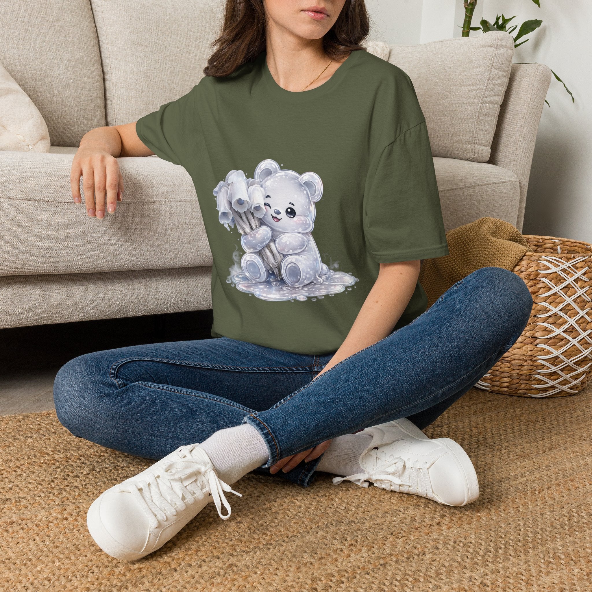 Special Ghost Pipe Mushroom Cluster, White Oozy Bear Gummy Friend- Graphic Shirt