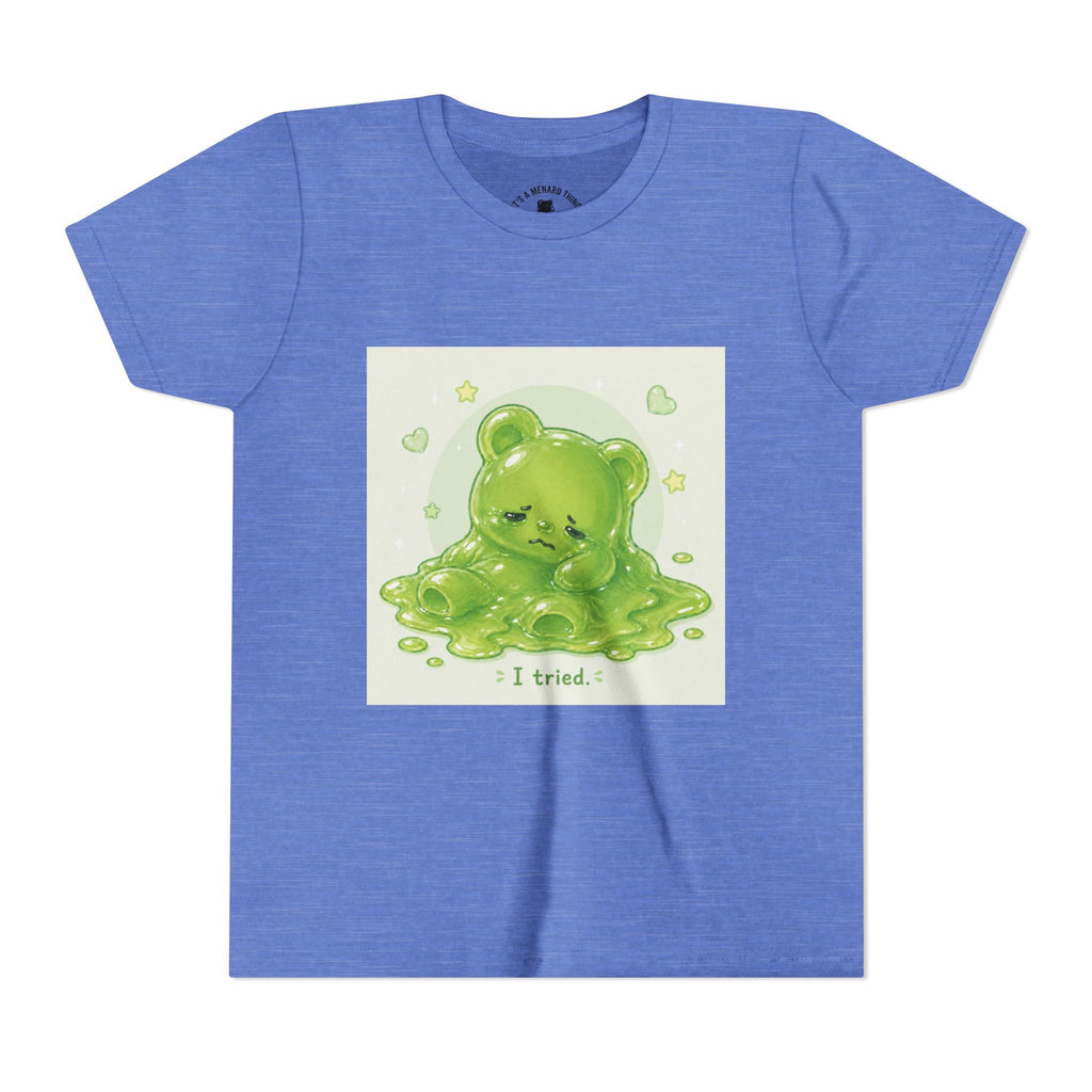 Melting Green Gooey Gummy Bear "I tried." Graphic T-Shirt
