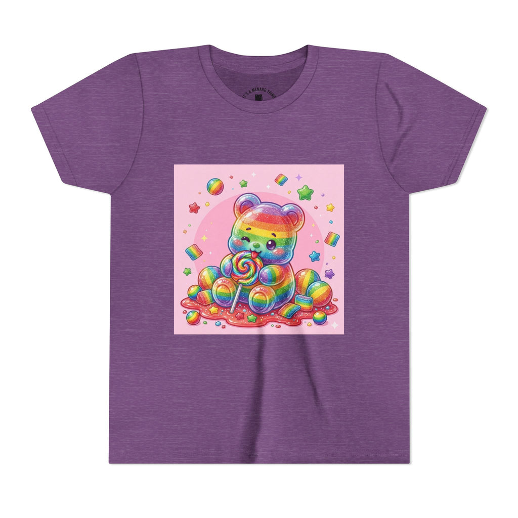 Rainbow Stripe Gooey Gummy Bear Youth T-Shirt