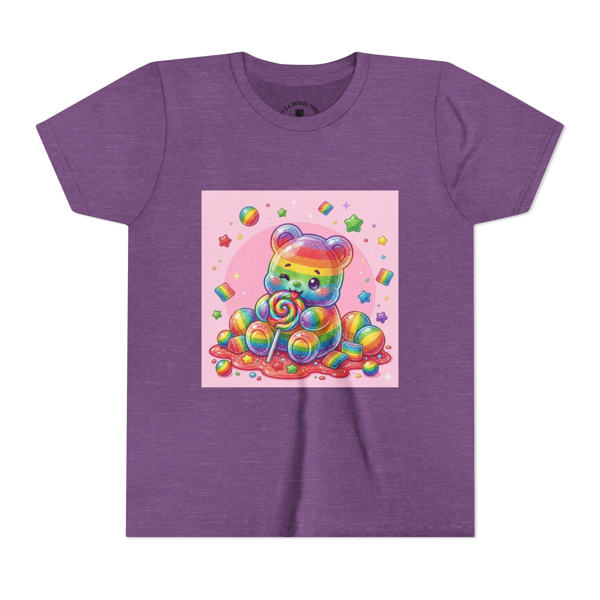 Rainbow Stripe Gooey Gummy Bear Youth T-Shirt