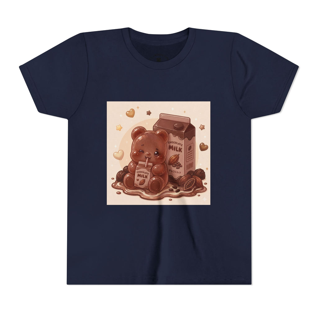 Kids Milk Chocolate Gooey Gummy Bear — Cute Milk Carton Graphic Youth T-Shirt
