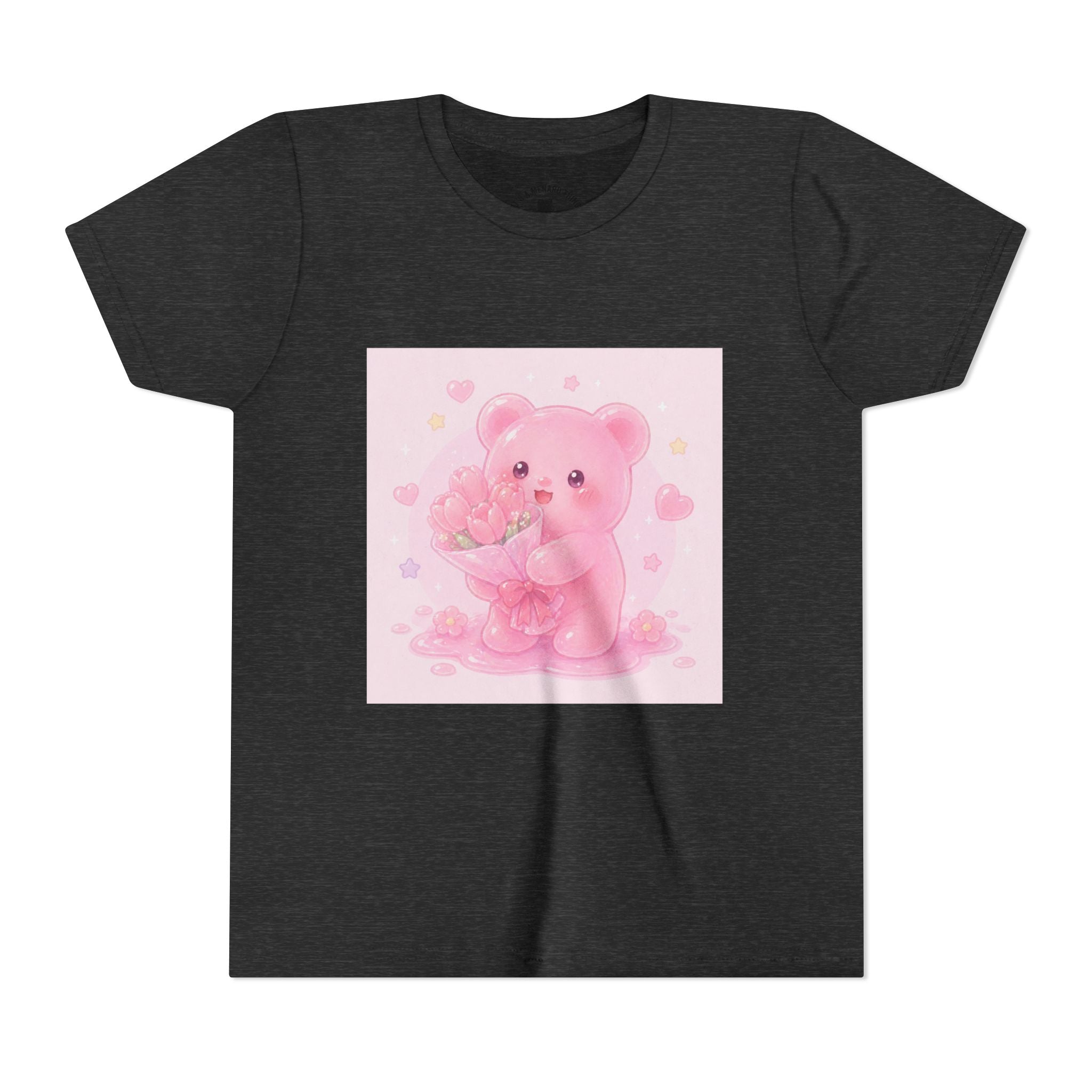 Pink Gooey Gummy Bear Youth Tee – Valentine Gummy Bouquet Kids Shirt