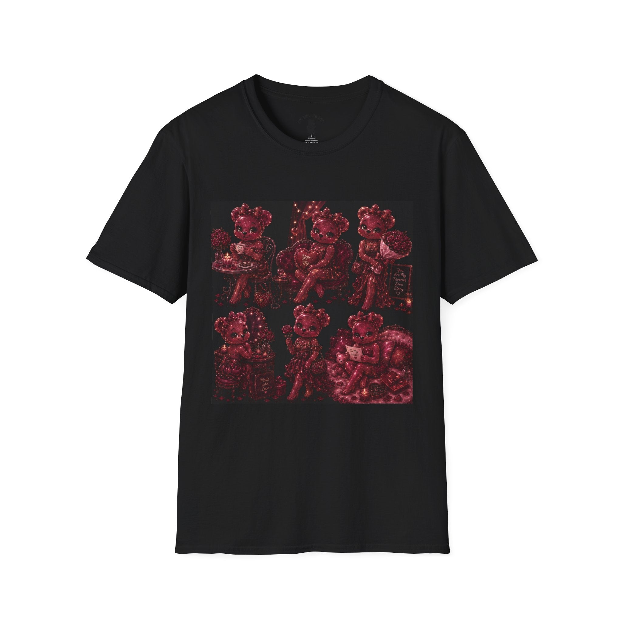 Glitter Wine Red Oozy Gala Bear Pin Up- Adult Graphic Shirt (18+)