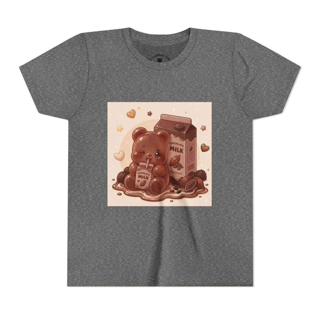 Kids Milk Chocolate Gooey Gummy Bear — Cute Milk Carton Graphic Youth T-Shirt