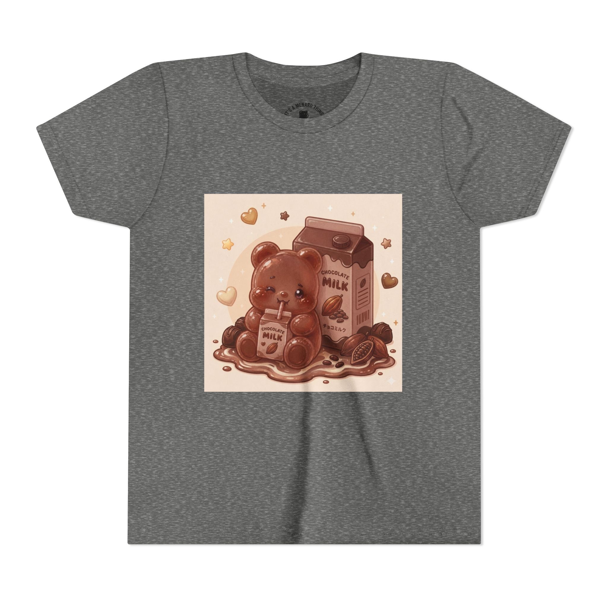 Kids Milk Chocolate Gooey Gummy Bear — Cute Milk Carton Graphic Youth T-Shirt