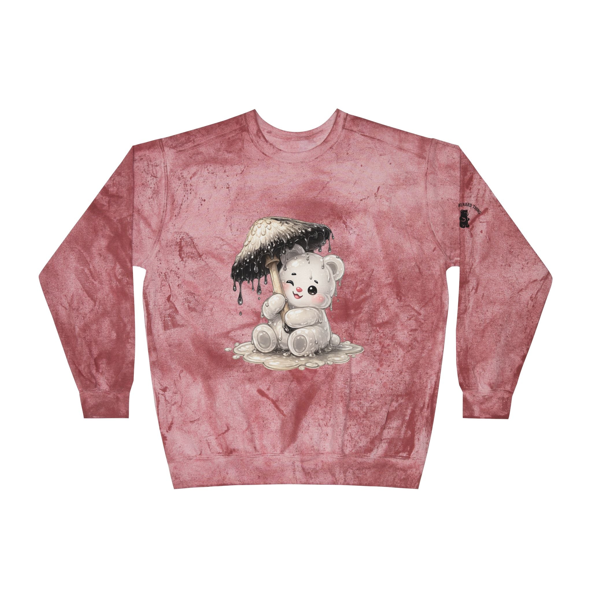 Pretty White Drooping Ink Cap, Gooey Gummy Bear-Tie-Dye Graphic Sweatshirt