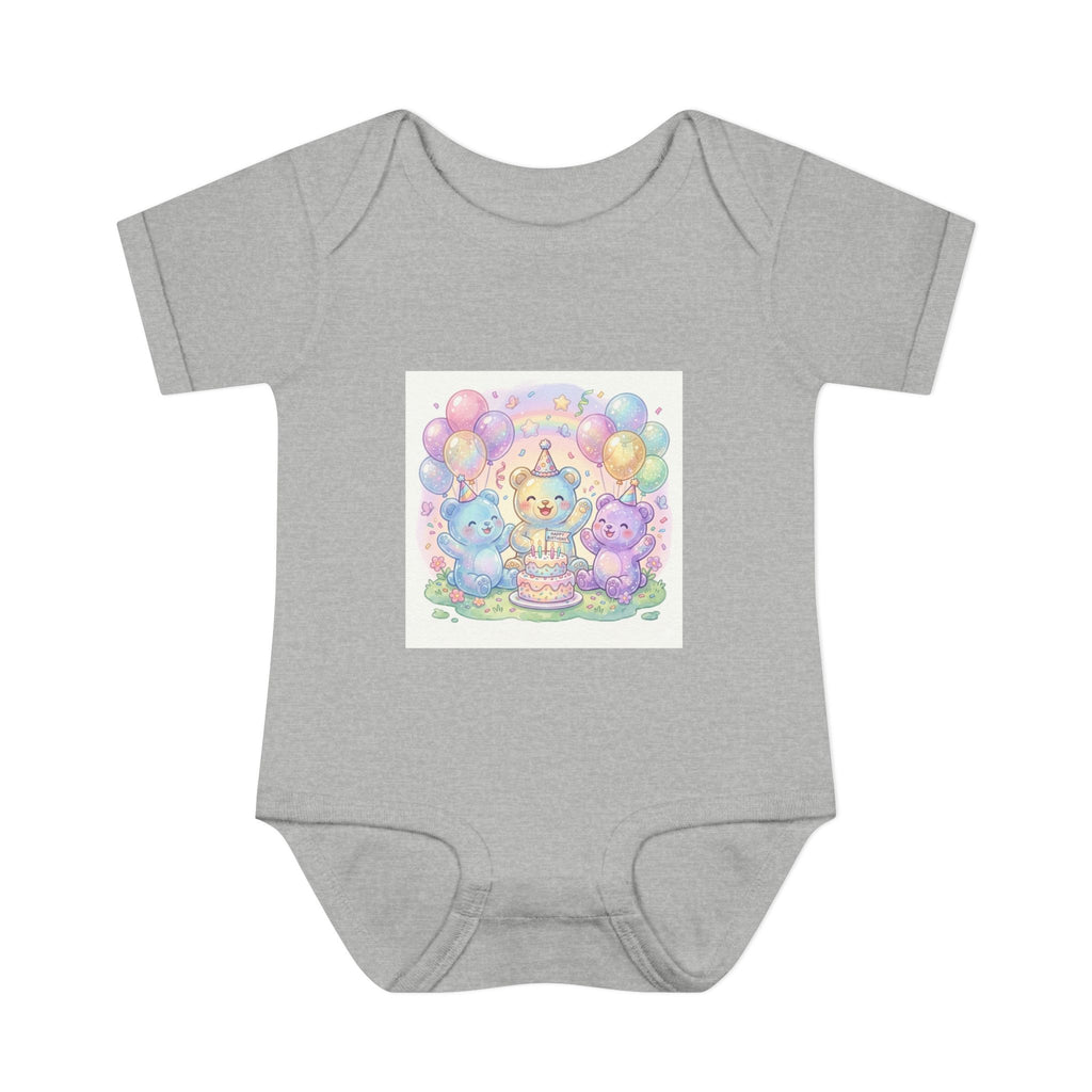 Birthday Gooey Bears, Cake & Balloons Infant Onesie