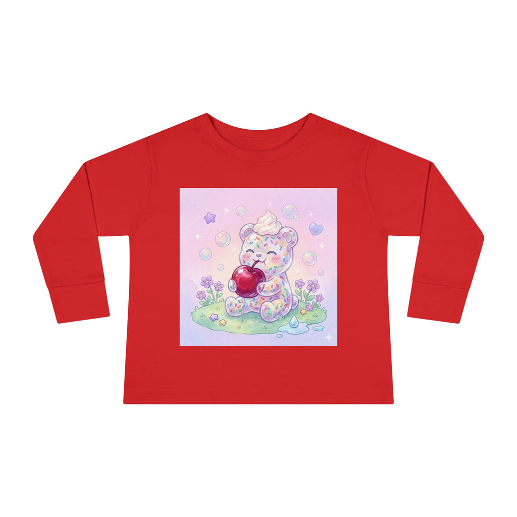 White Birthday Sprinkles with Cherry Snack, Oozy Bear Friend- Graphic Long Sleeve Shirt
