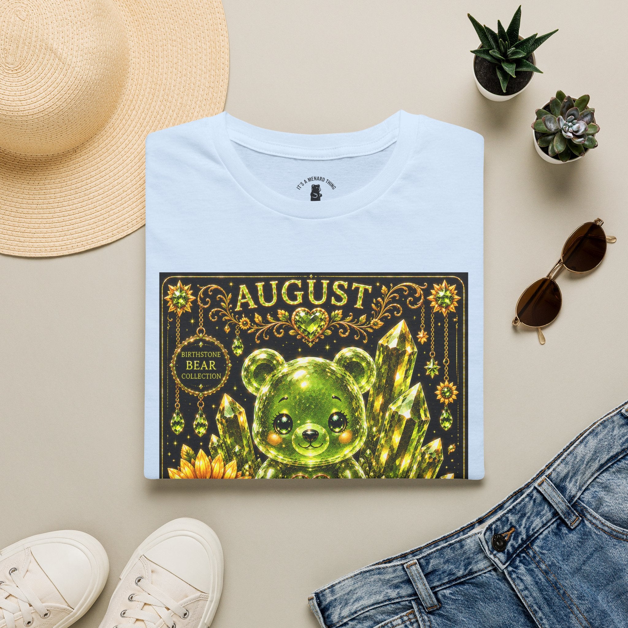 August Peridot Birthstone Oozy Bear Addition- Graphic Shirt