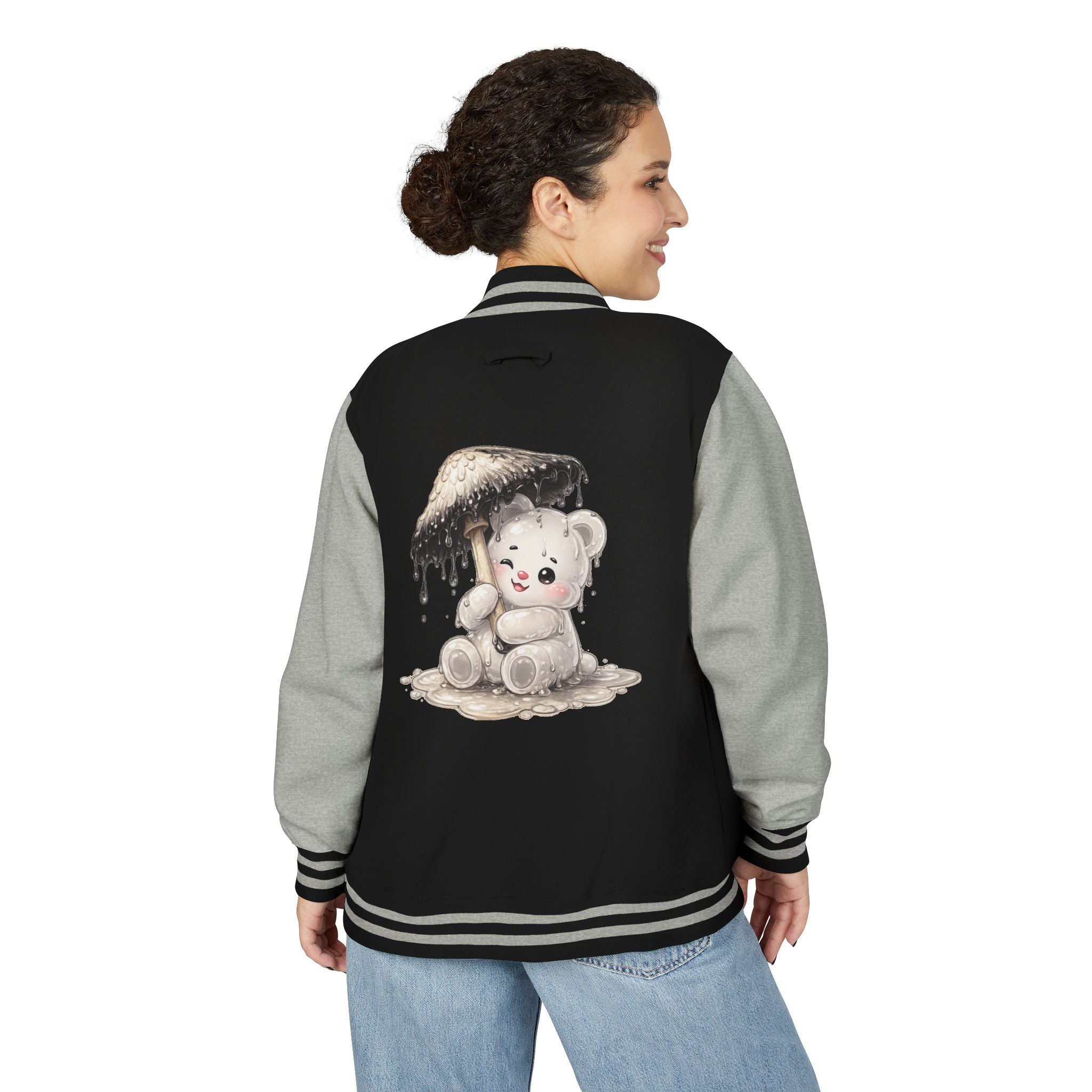 Pretty Ink Cap Mushroom, White Gooey Gummy Bear – Vintage Varsity Jacket