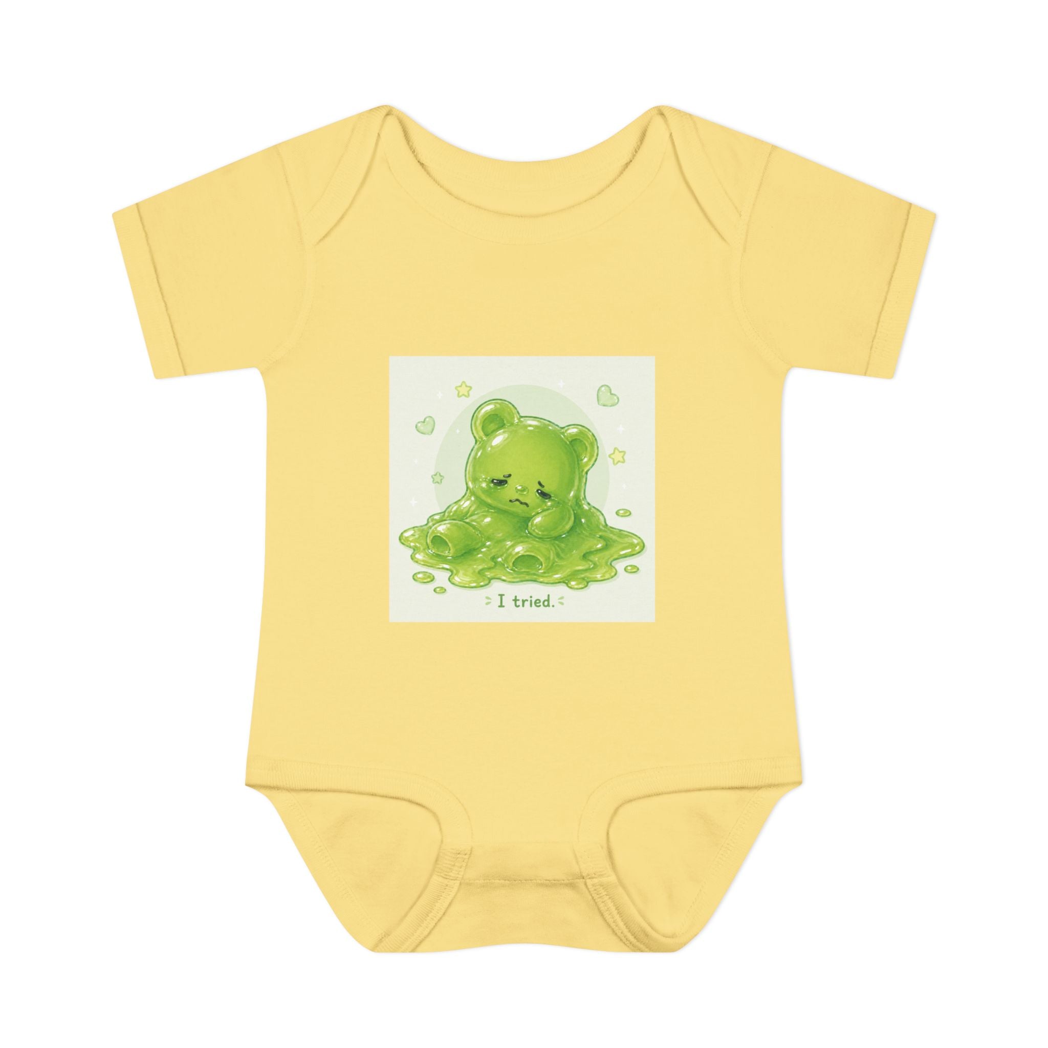 Infant Bodysuit — Cute Gooey Green Melted Gummy Bear "I Tried" Baby Onesie