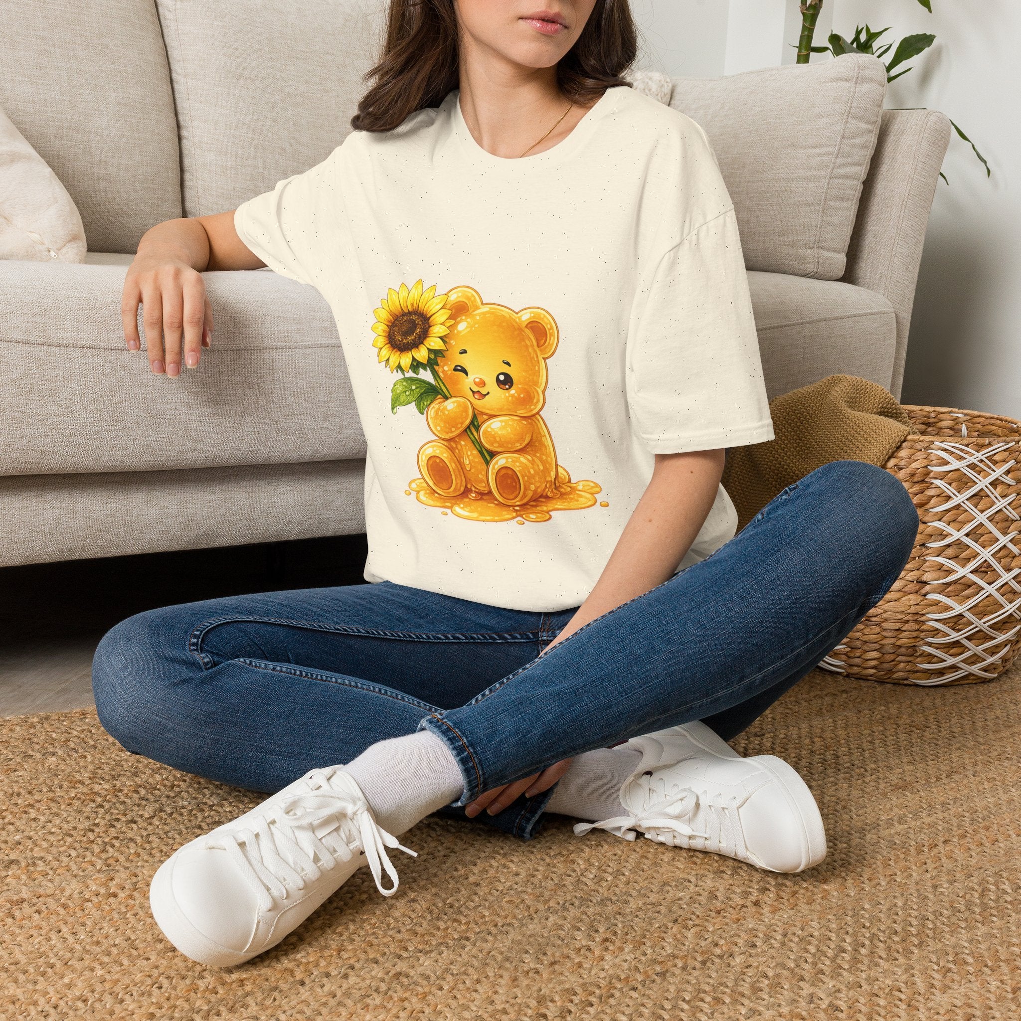 Blooming Sunflower, Yellow Bright Oozy Bear Gummy Friend Special Flower Addition- Graphic Shirt