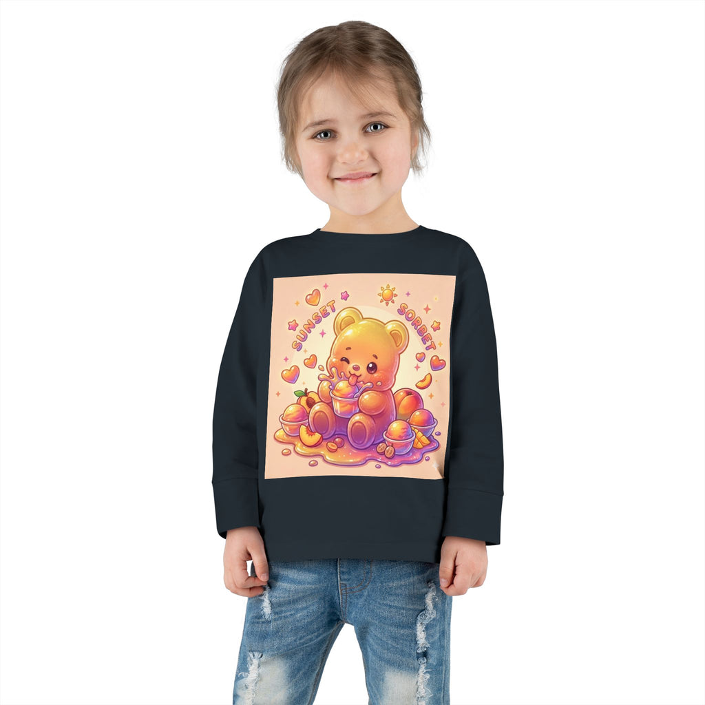 Sweet Peach Sorbet, Oozy Bear Gummy Friend Special- Kids Graphic Long Sleeve Shirt