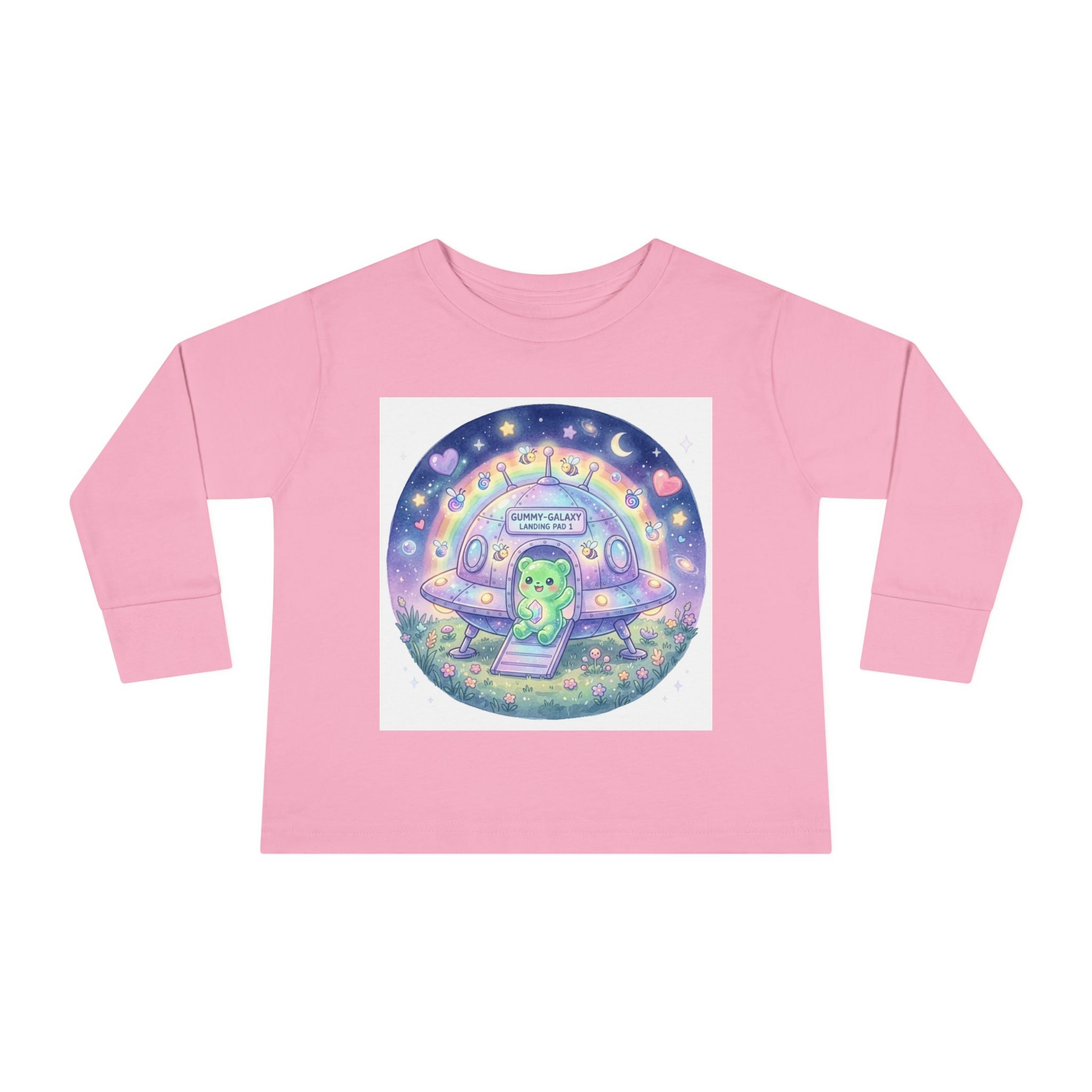 Cute Alien UFO Nightscape Oozy Bear Special- Graphic Long Sleeve Shirt