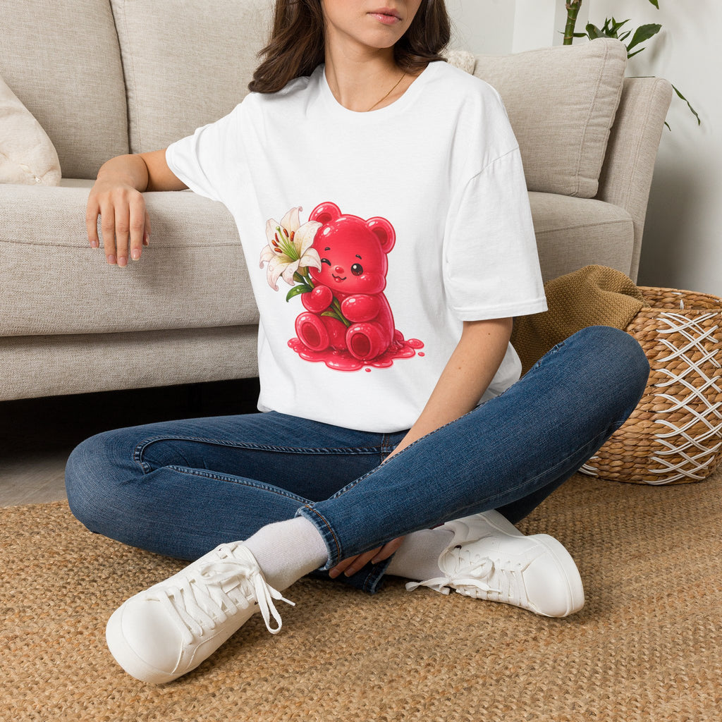White Casa Blanca Lily, Red Oozy Bear Special Flower Edition- Graphic Shirt