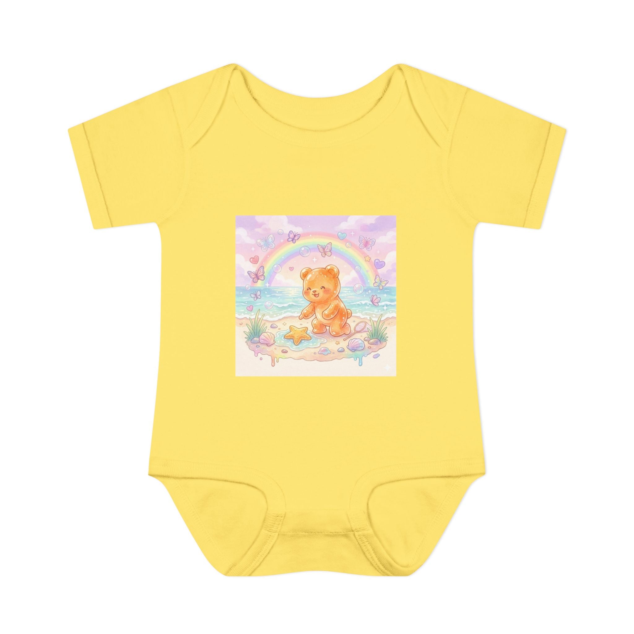 Gooey Gummy Beach Bear Rainbow & Starfish - Bodysuit