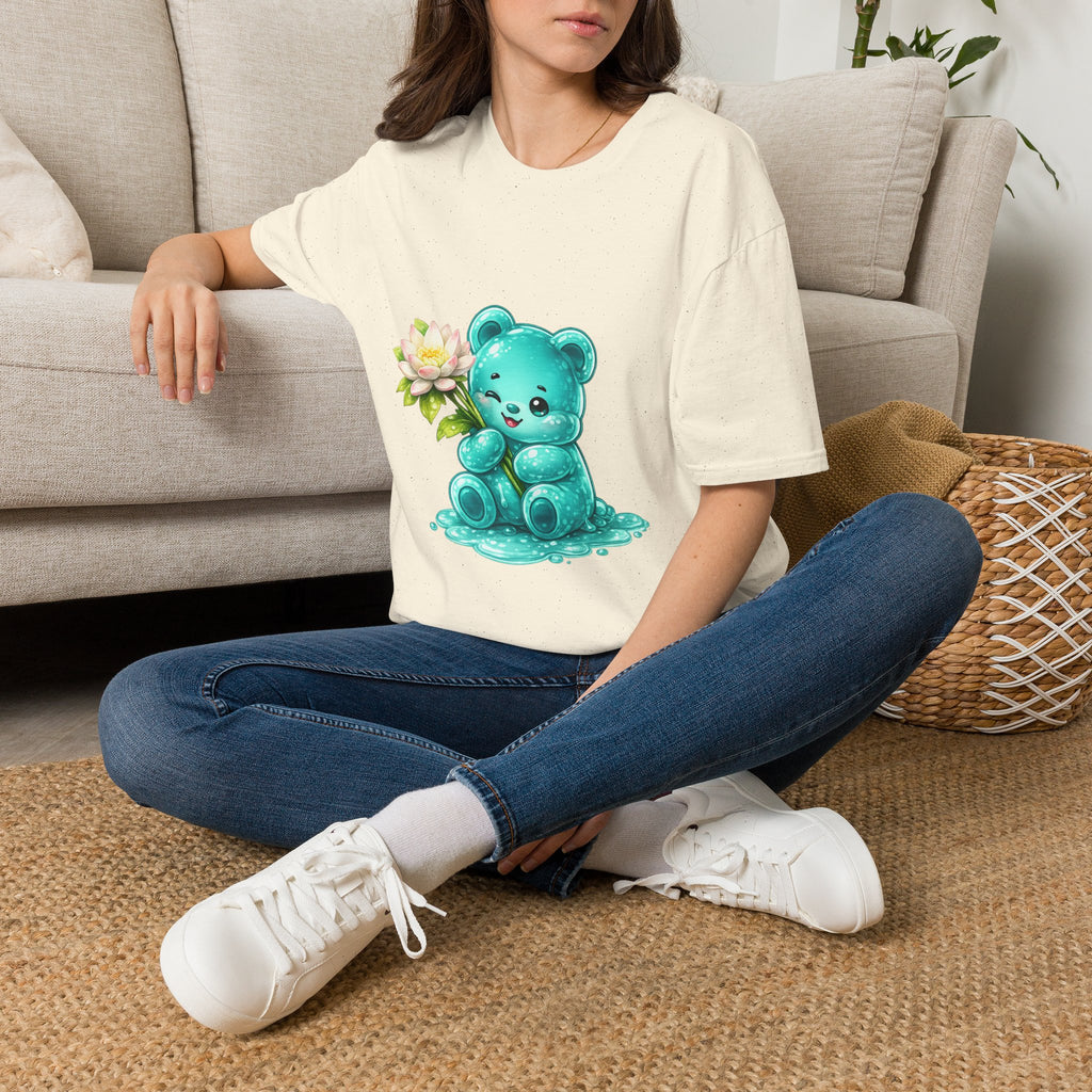 Beautiful Lotus Flower Special, Teal Oozy Bear Gummy Friend- Graphic Shirt